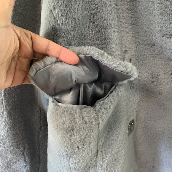 Free People Kate Faux-Fur Double Breasted Jacket in blue - Picture 11 of 12